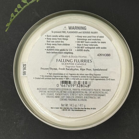 BBW Falling Flurries Bath & Body Works 3 Wick Candle - Picture 10 of 10